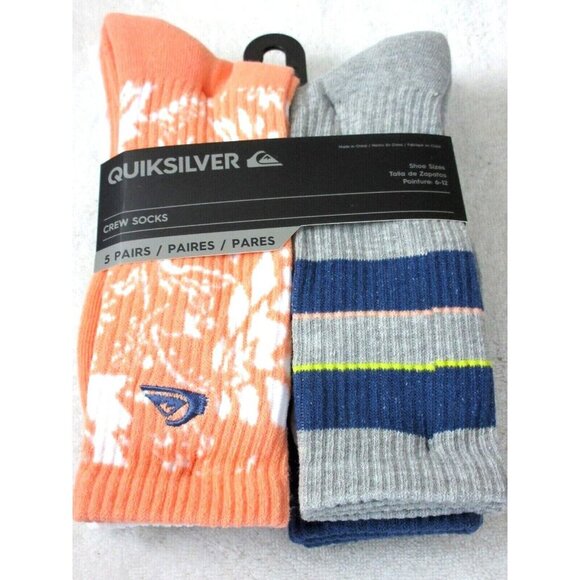 Men's Quiksilver Surf Crew Length socks lot of 5 pairs Size 6-12 NWT - Picture 3 of 9